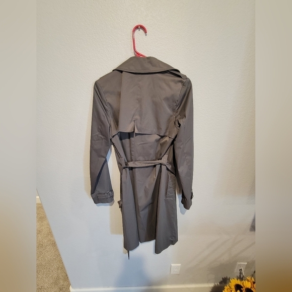 055. MOSSIMO Trench Coat Wrap-Belt Olive Grey M - Picture 3 of 4